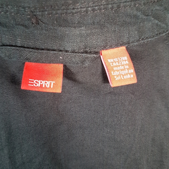 Linen Esprit Button Up Jacket Black Size 6 - Picture 8 of 10